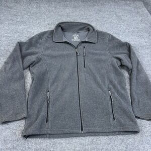 LL Bean Jacket Men XLT Heather Gray Polartec Fleece Winter Outdoor Full Zip Tall